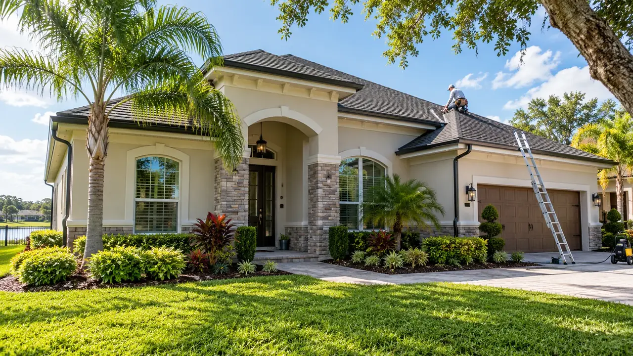 Well-maintained Florida home with exterior maintenance underway